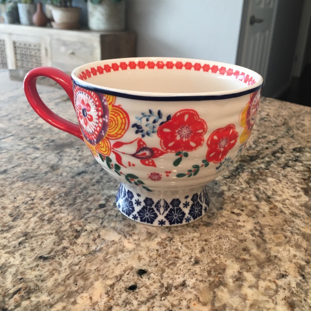 Anthropologie Red Floral Jennifer Lewis Mug